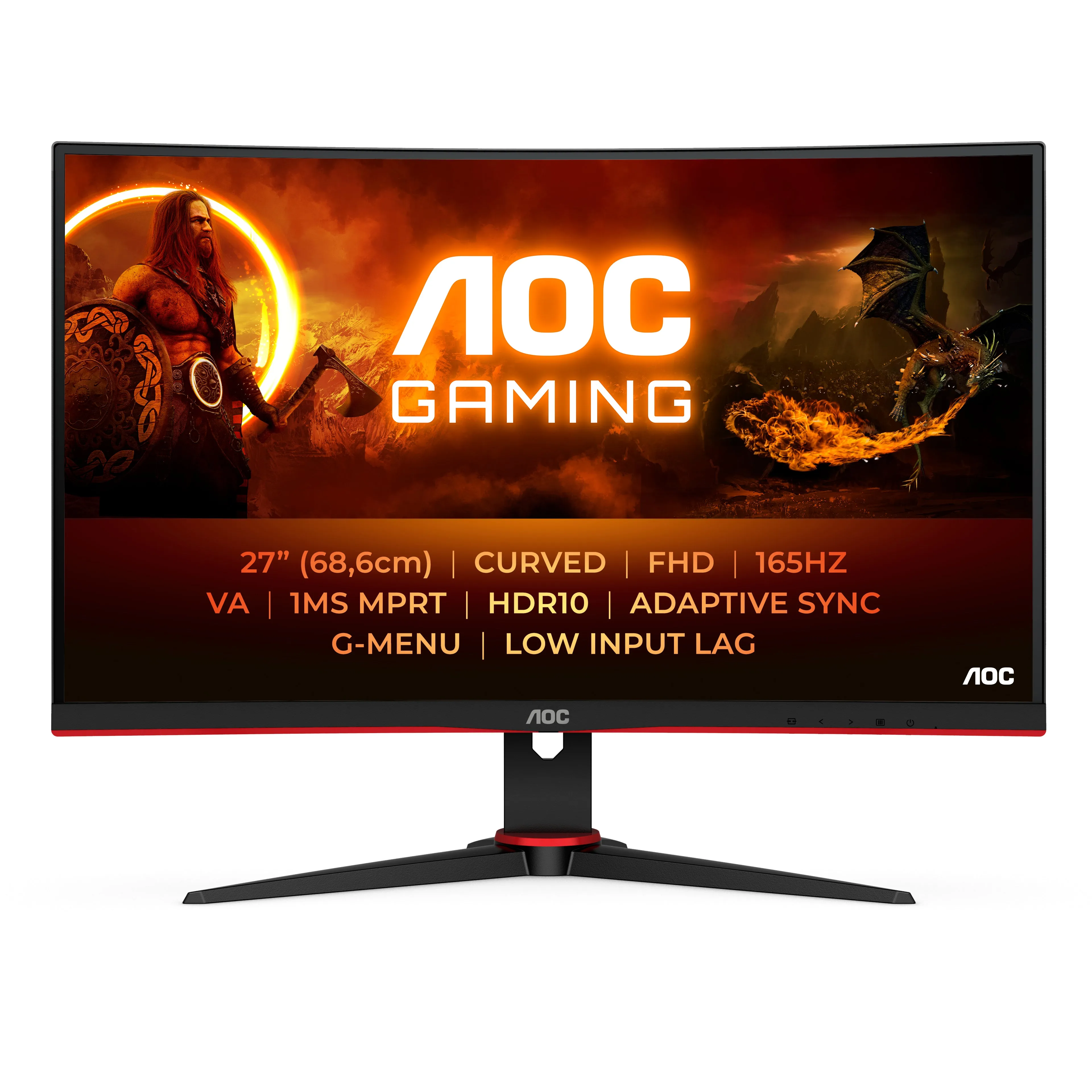 Aoc Gaming C27g2e/Bk - Led Monitor - Curved - Full Hd (1080P) - 27" - Hdr