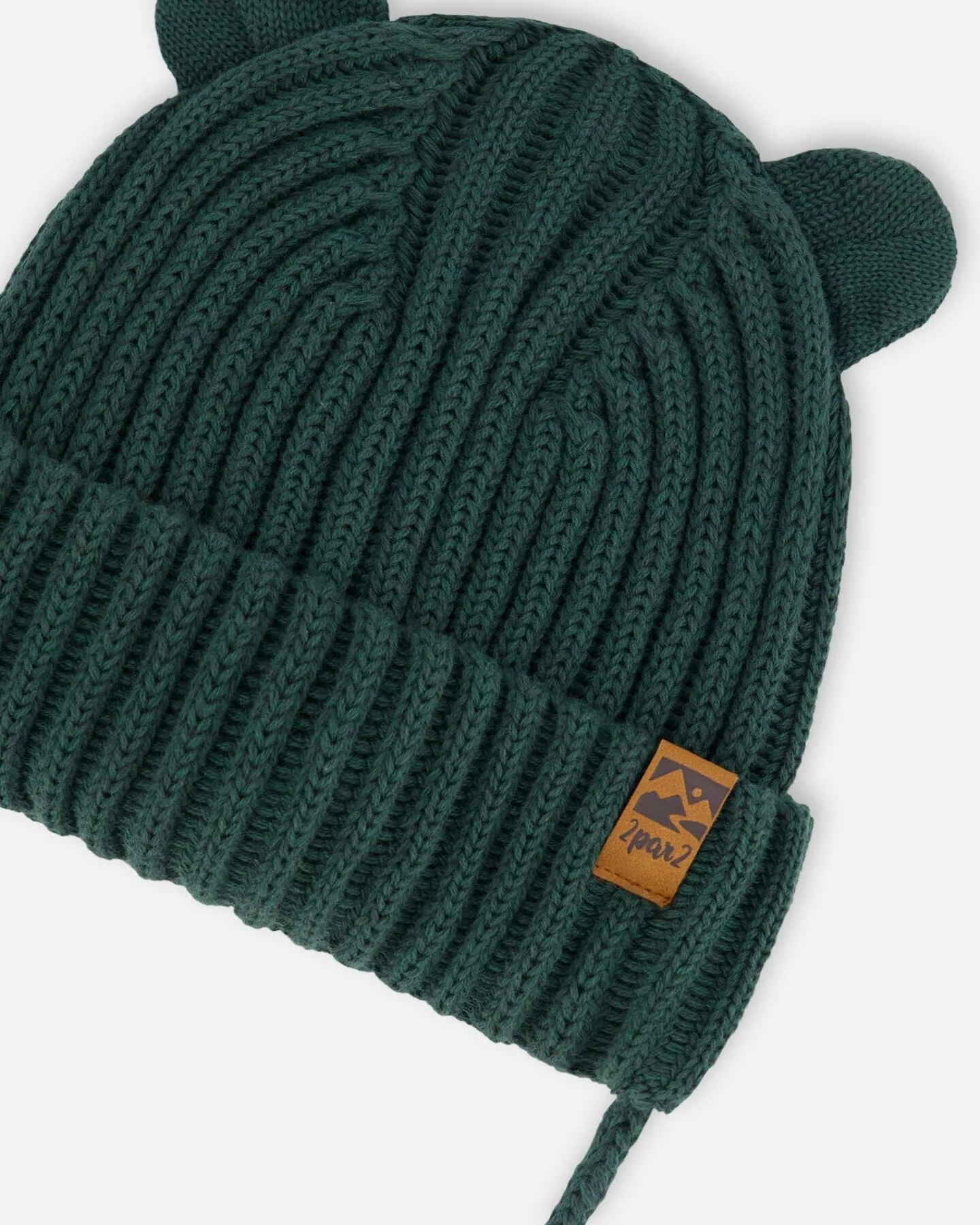 Baby Knit Hat With Strings Forest Green