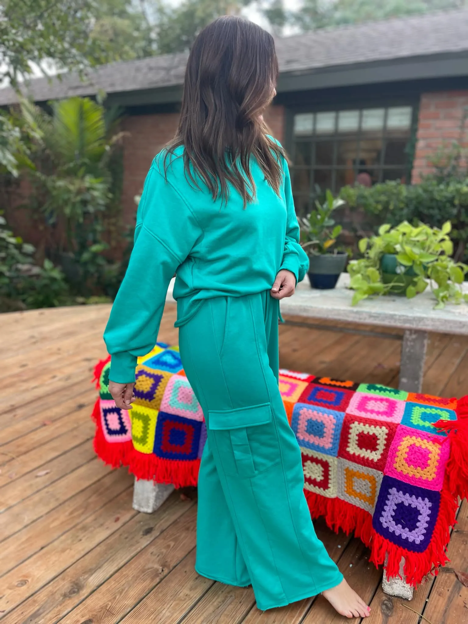 Beautiful Day Mineral Wash Pullover and Cargo Pants Set in Two Colors