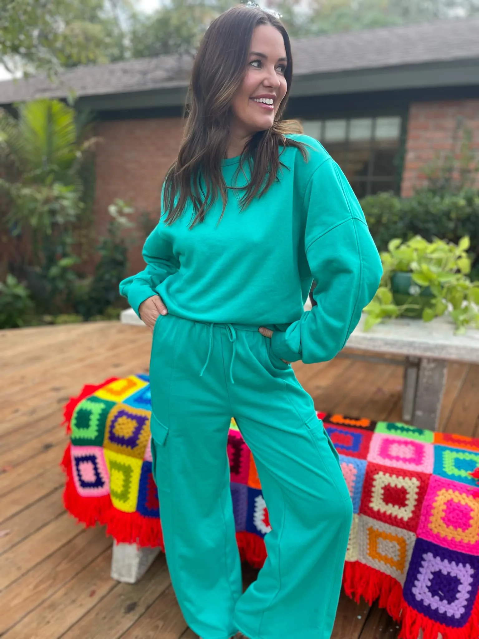 Beautiful Day Mineral Wash Pullover and Cargo Pants Set in Two Colors