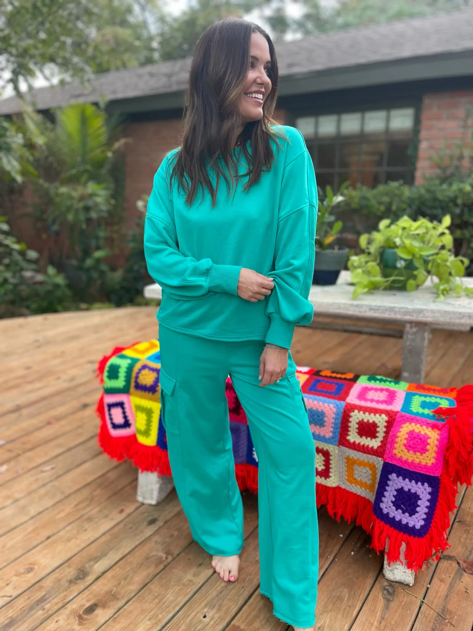 Beautiful Day Mineral Wash Pullover and Cargo Pants Set in Two Colors