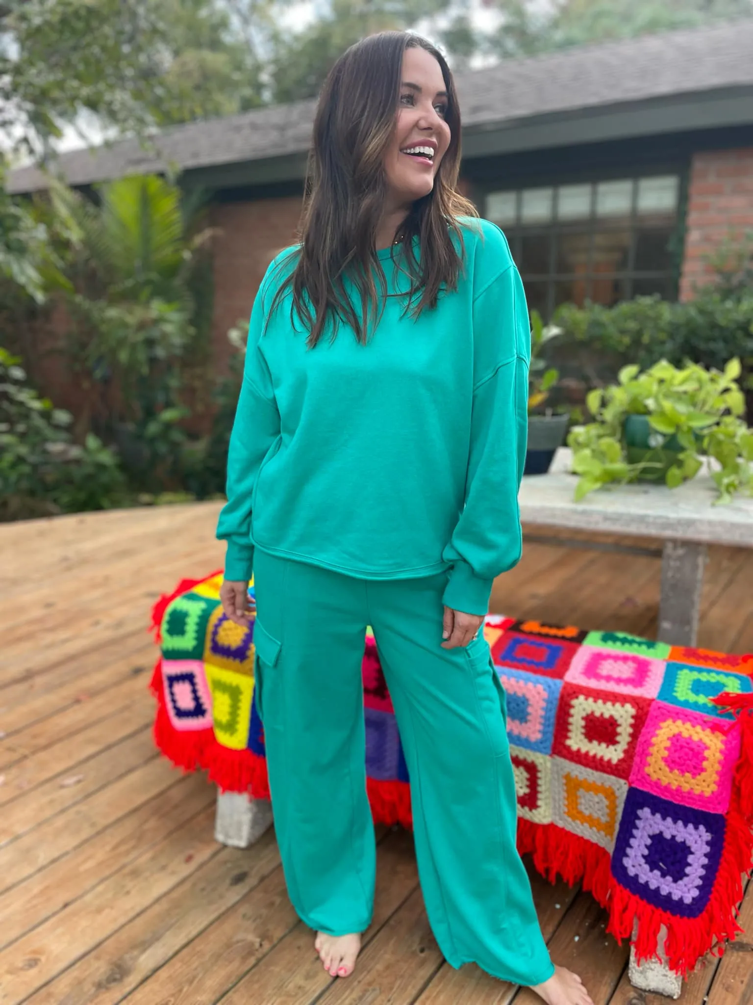 Beautiful Day Mineral Wash Pullover and Cargo Pants Set in Two Colors