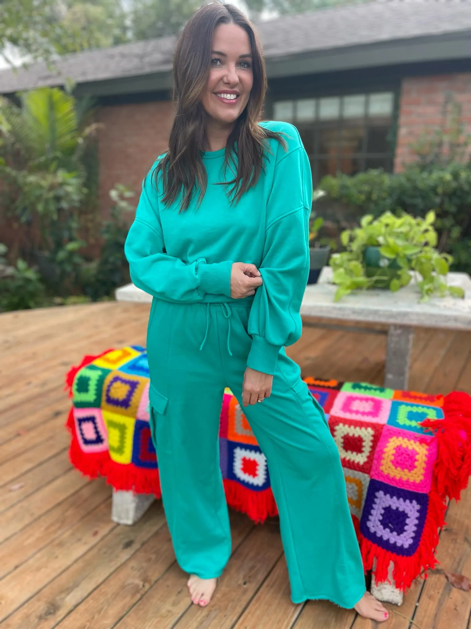 Beautiful Day Mineral Wash Pullover and Cargo Pants Set in Two Colors