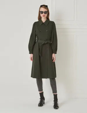 BORA AKSU Vintage Puff Sleeve Belt Wool Coat