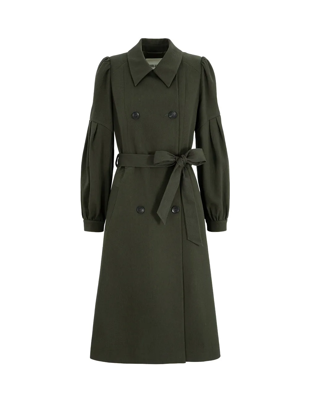 BORA AKSU Vintage Puff Sleeve Belt Wool Coat