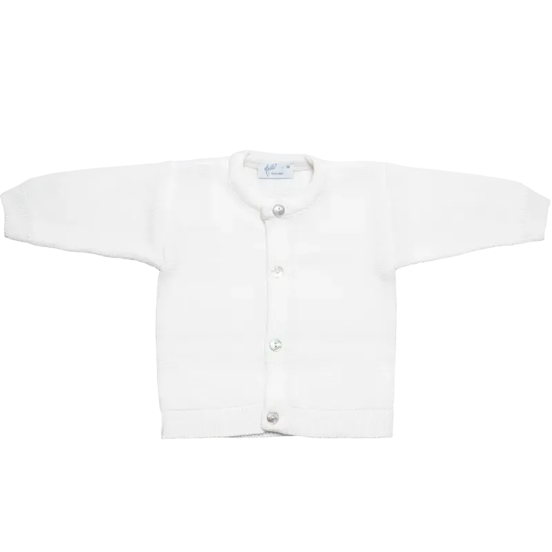 Classic Merino Wool Round-neck Cardigan - Off White