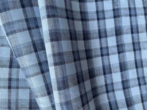 Denim & Sky Plaid Linen (Made in Poland)