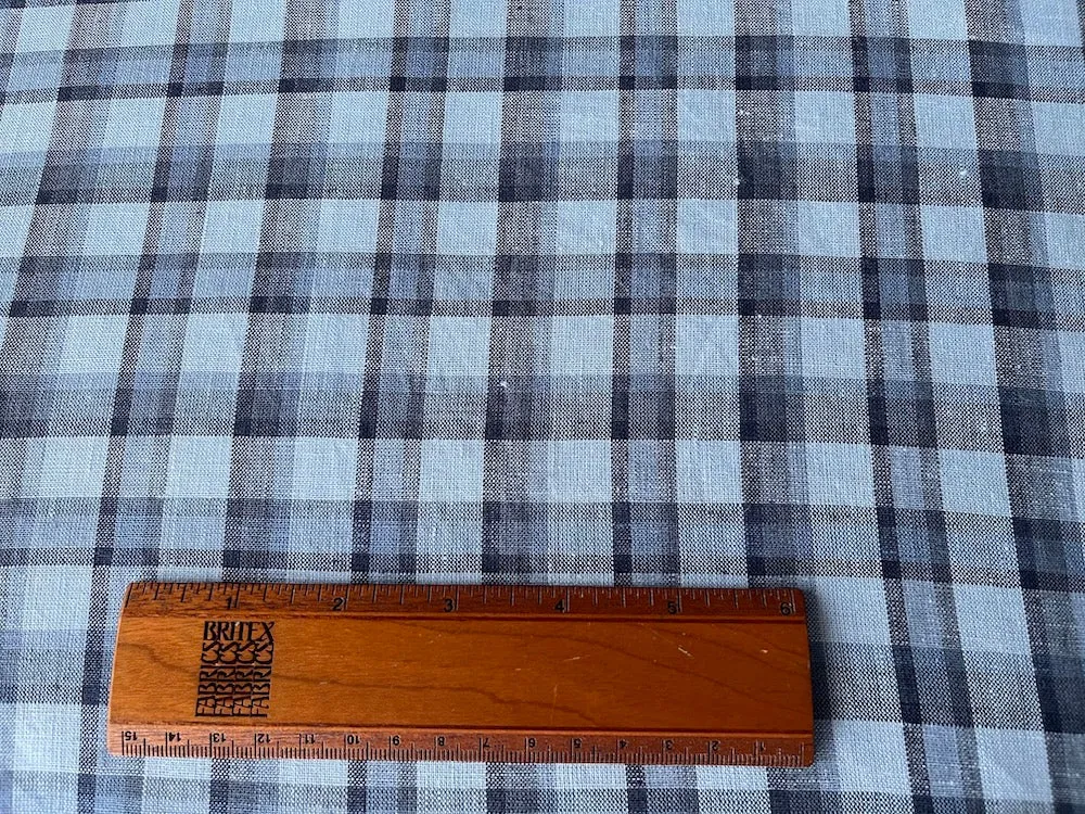 Denim & Sky Plaid Linen (Made in Poland)