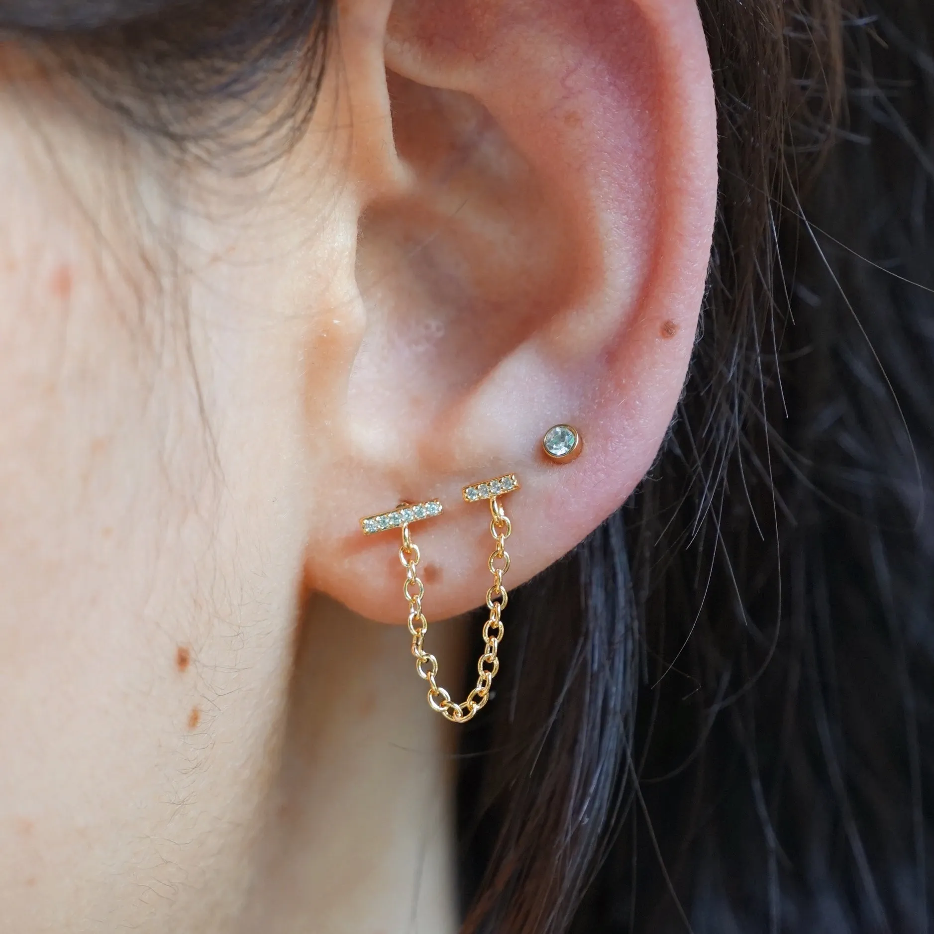 Dotti Love - Oorbellen Earchain Gold Shining Bars (per stuk)