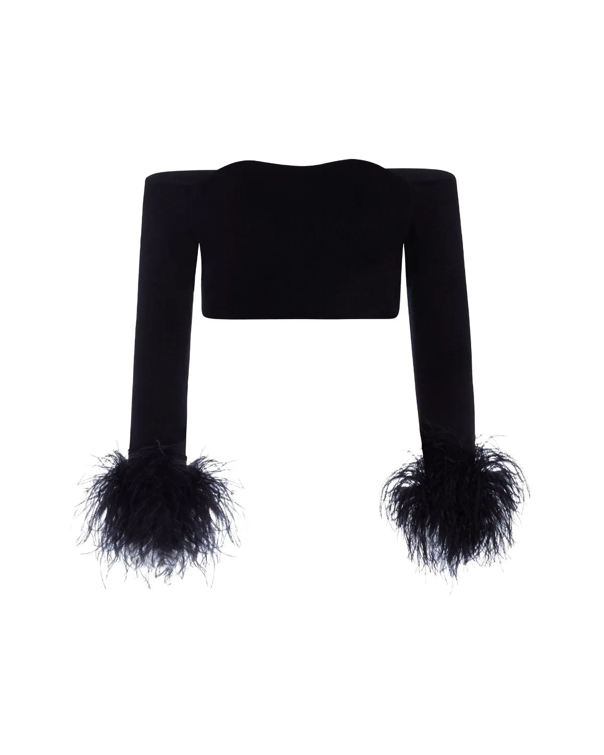 Feather Trim Knit Top