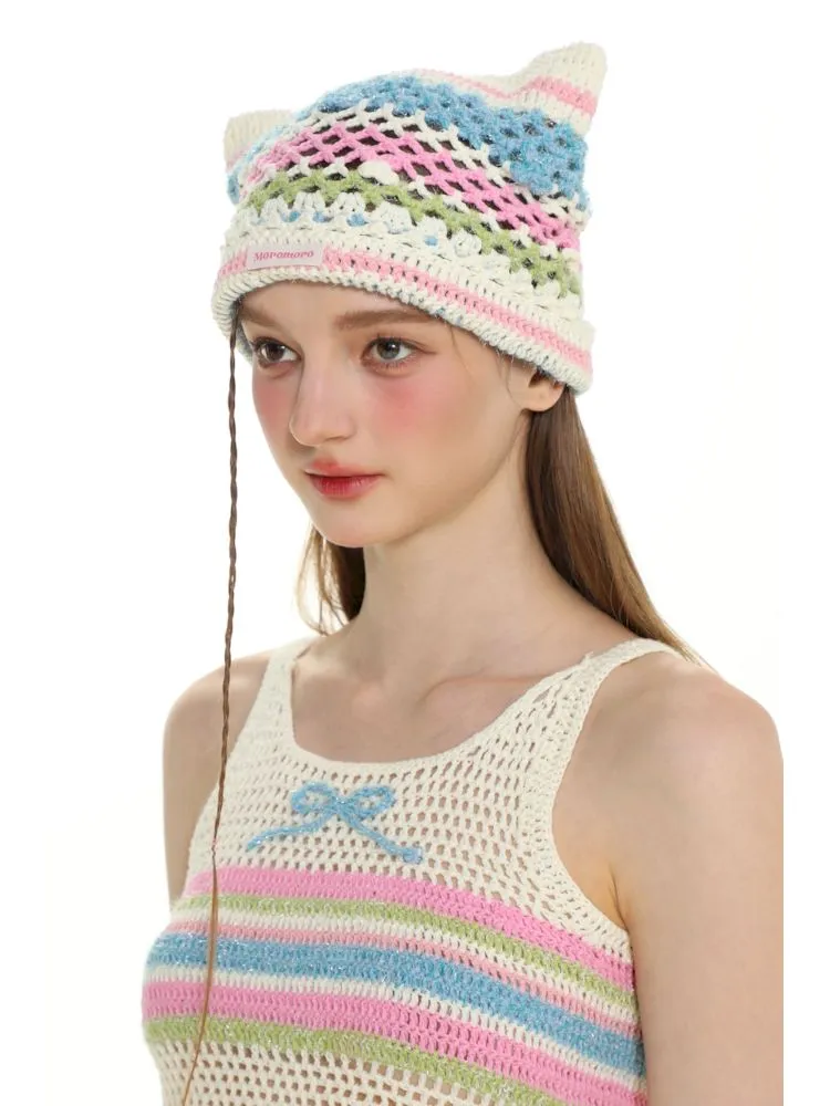 Hand crocheted knit hat【s0000008635】