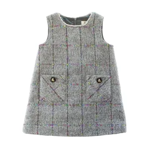 Herringbone Wooly Dress - Grey