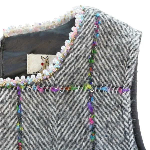 Herringbone Wooly Dress - Grey