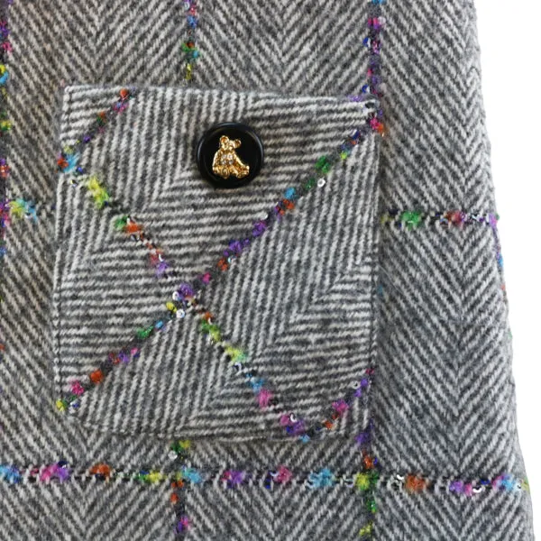 Herringbone Wooly Dress - Grey
