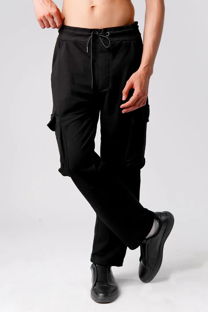 Knit Cargo Trouser- Black