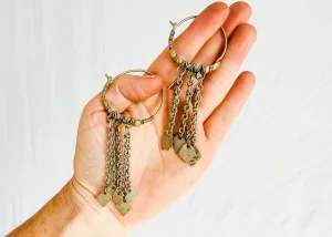 Kuchi Hoop Earrings. Silver. 0433. 4" long
