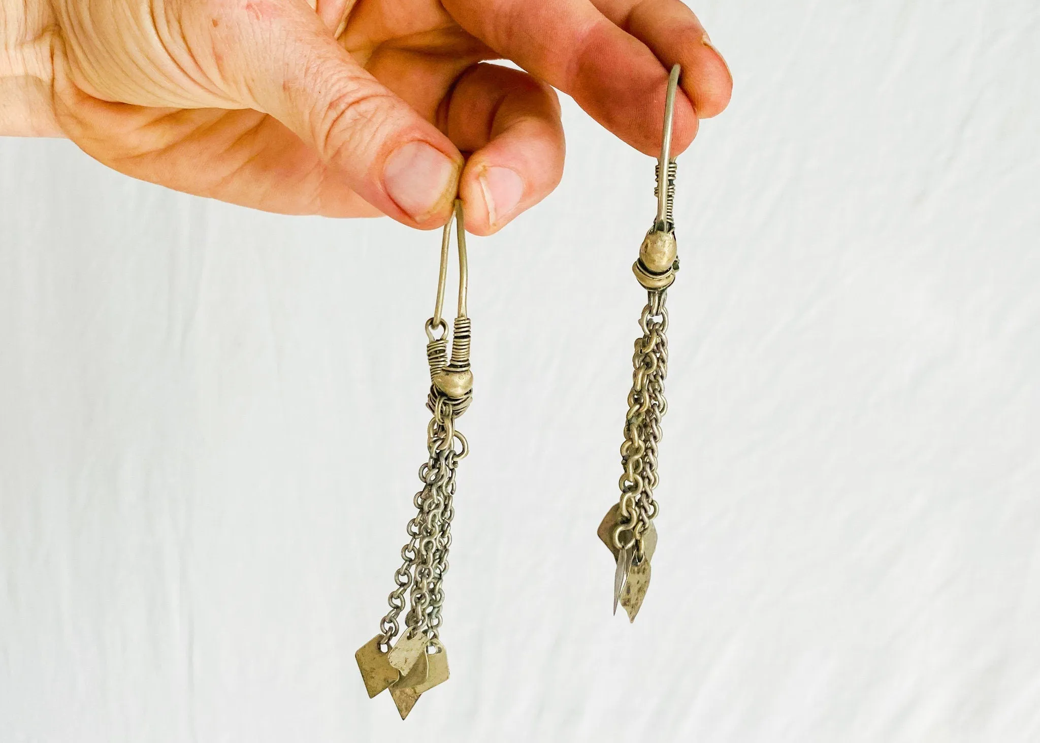 Kuchi Hoop Earrings. Silver. 0433. 4" long