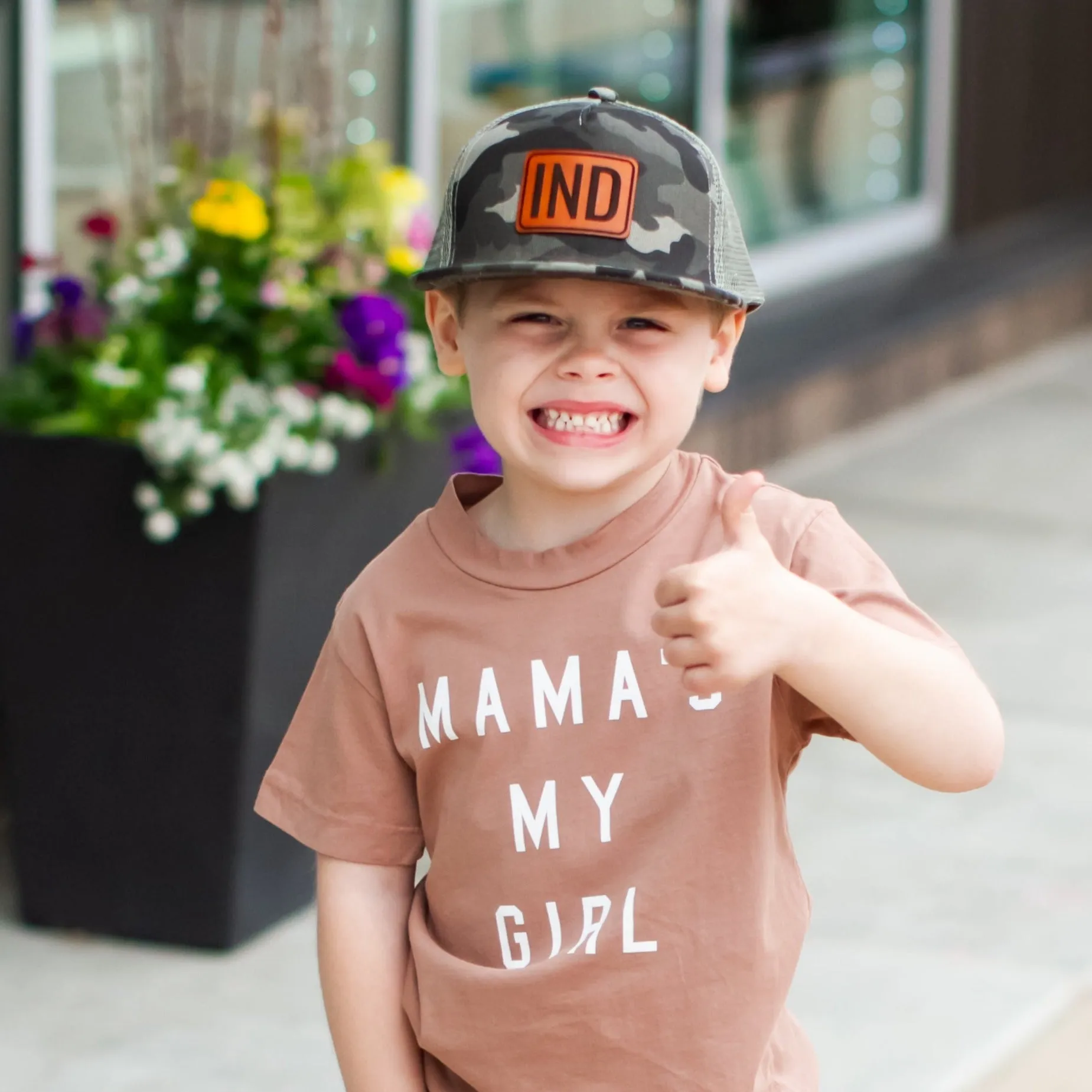 Left Grain - IND Patch Mesh Trucker Snapback Hat in Grey Camo