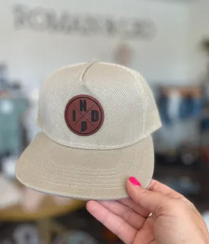 Left Grain - Indiana Patch Mesh Trucker Snapback Hat in Sand