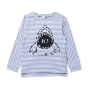 Minti Hi Shark Tee - Muted Blue Stripe