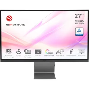 Msi Modern Md271ul 27 Inch Monitor, Uhd (3840 X 2160), 60Hz, Ips, 4Ms, Adaptive-Sync, 2X Hdmi, Displayport, Usb Type-C,