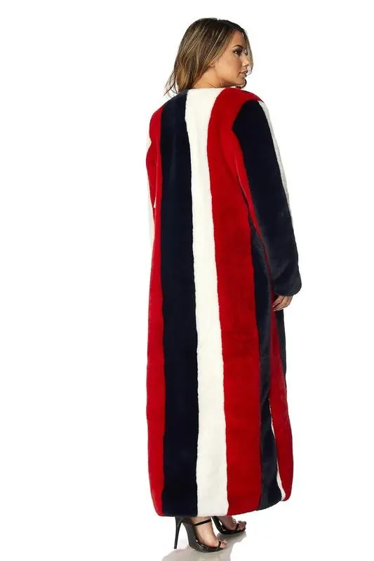 MULTI COLOR STRIPED FUR COAT