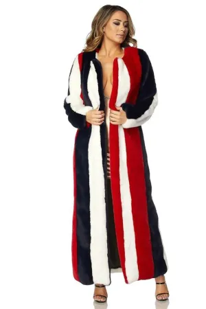 MULTI COLOR STRIPED FUR COAT