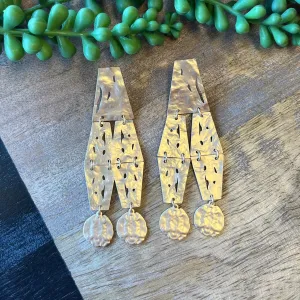 Muted Gold Long Dangle Earring