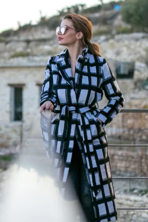 NA-KD - Checked Coat Black & White