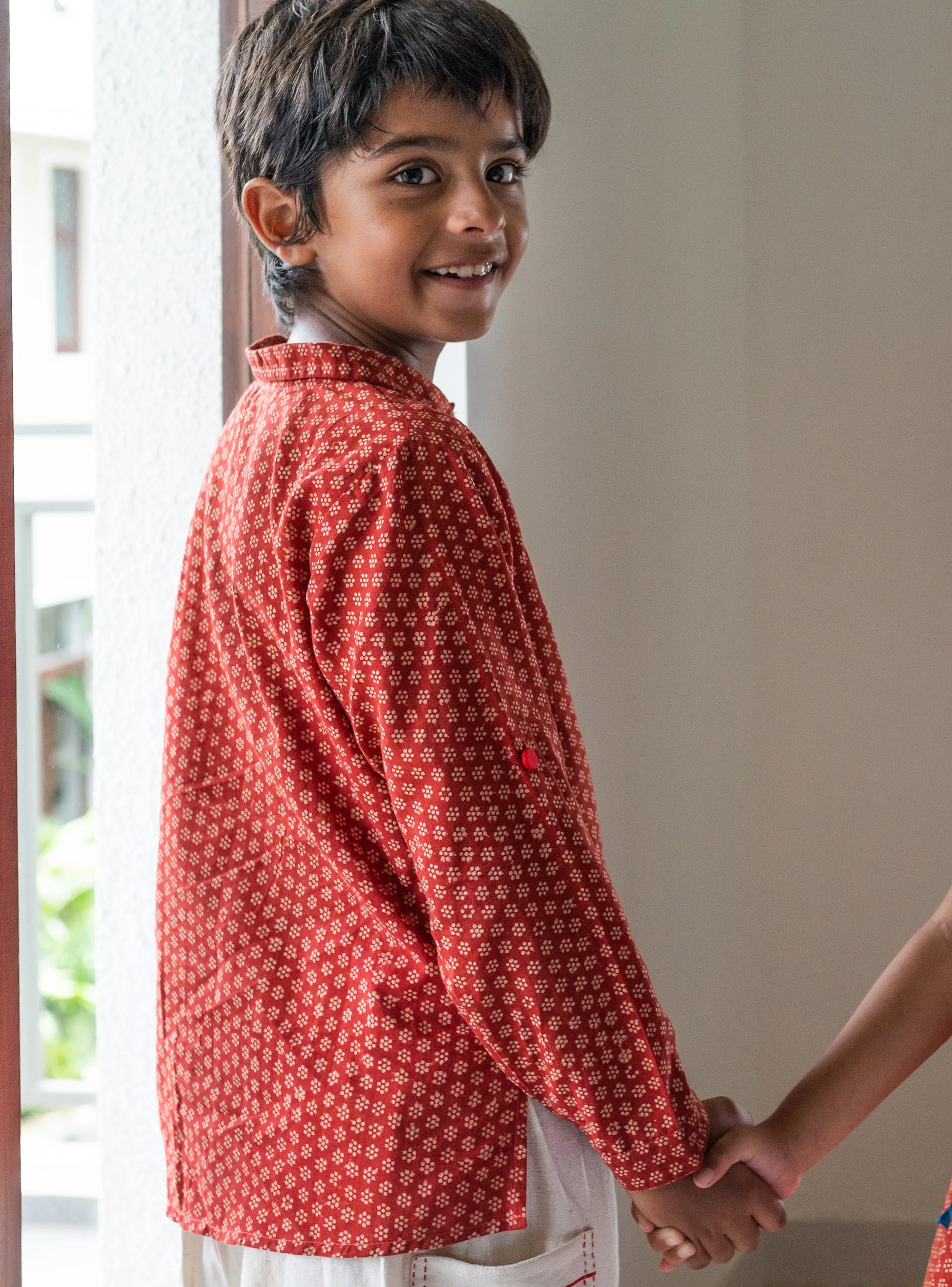 NATKHAT:- Rust Red Bagru Kurta