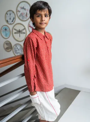 NATKHAT:- Rust Red Bagru Kurta