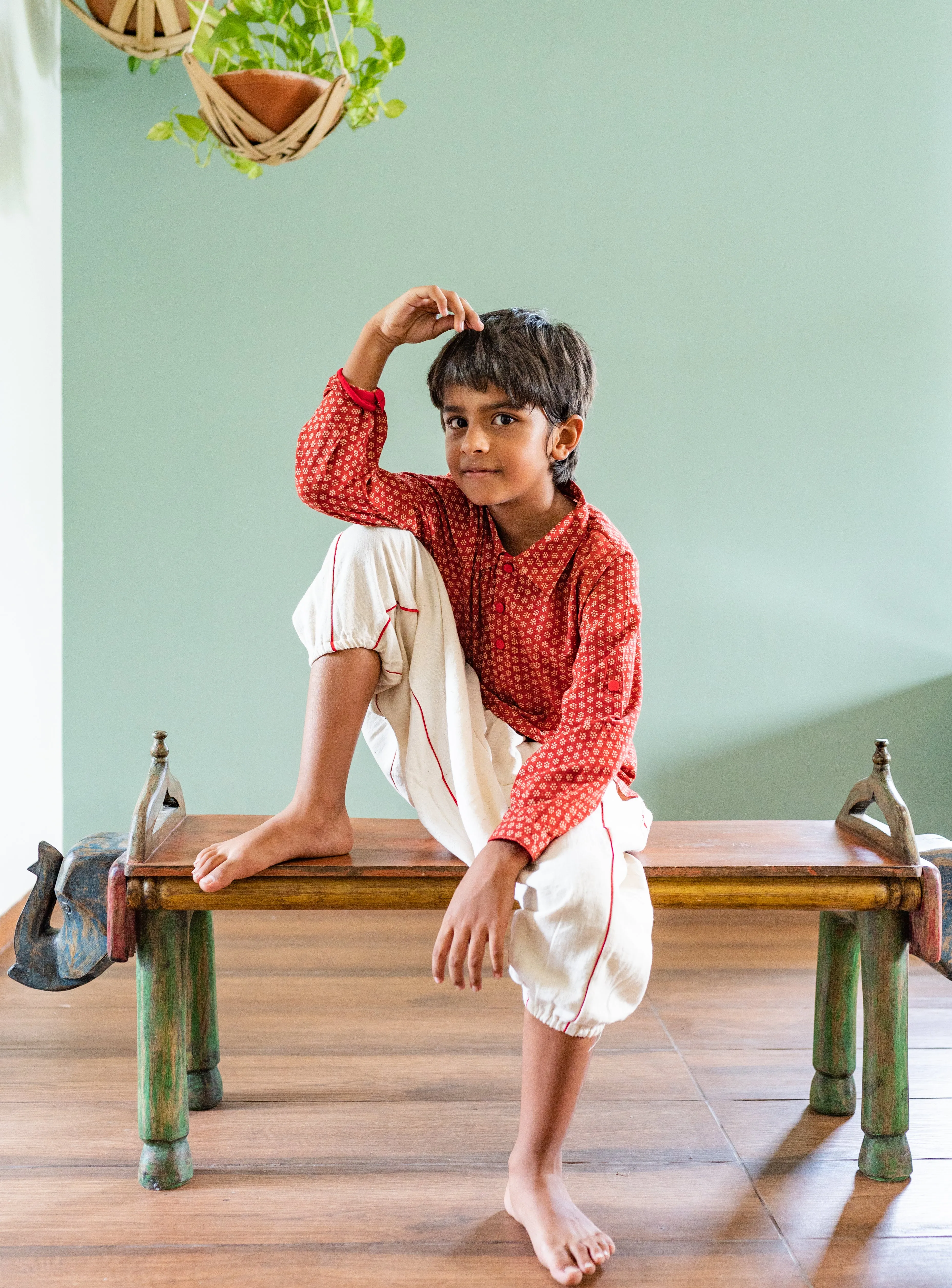 NATKHAT:- Rust Red Bagru Kurta