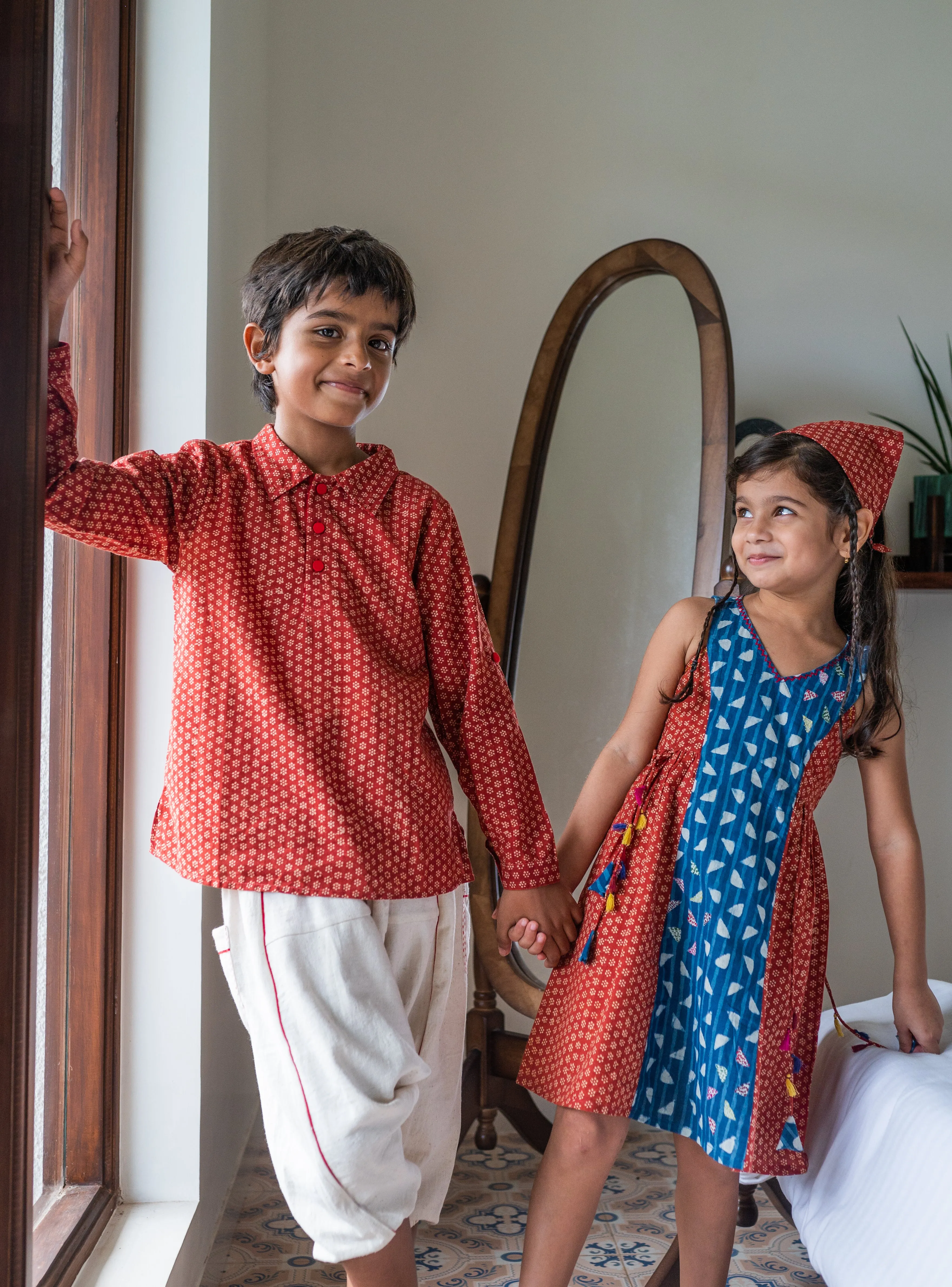 NATKHAT:- Rust Red Bagru Kurta