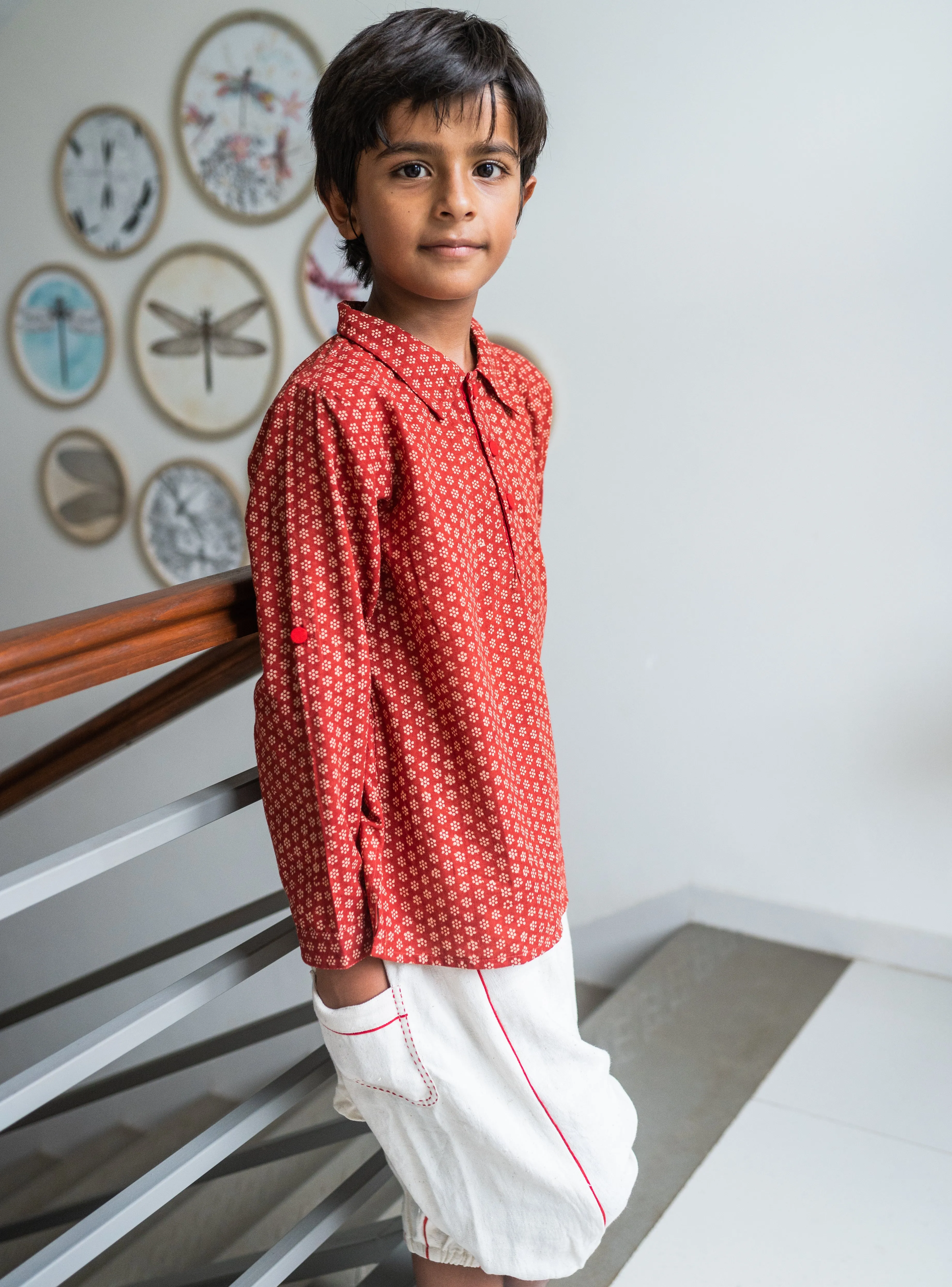 NATKHAT:- Rust Red Bagru Kurta