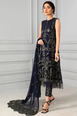 Navy Blue Pakistani Dress with Fine Embroidery #PF324