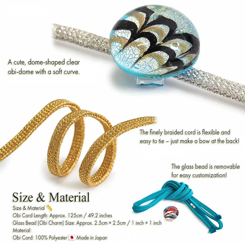 Obidome(Obi Charm), Curved Glass Bead Obi Charm –  Sophisticated & Stylish!