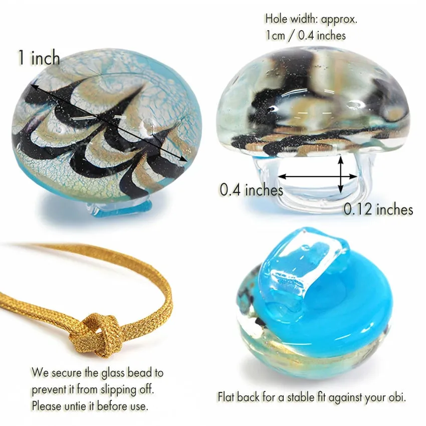 Obidome(Obi Charm), Curved Glass Bead Obi Charm –  Sophisticated & Stylish!
