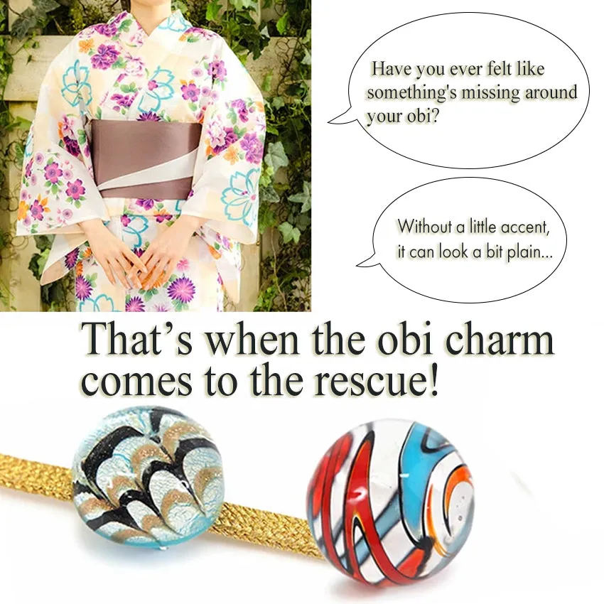 Obidome(Obi Charm), Curved Glass Bead Obi Charm –  Sophisticated & Stylish!