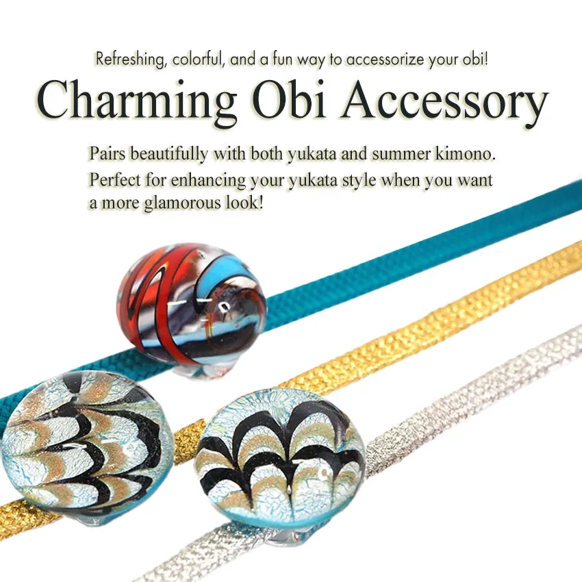 Obidome(Obi Charm), Curved Glass Bead Obi Charm –  Sophisticated & Stylish!