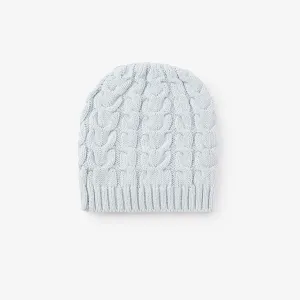 Pale Blue Horseshoe Cable Knit Baby Hat