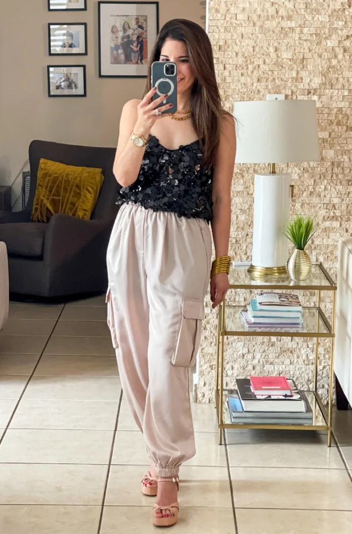 Satin Cargo Jogger Pants - TWO AVAILABLE COLORS