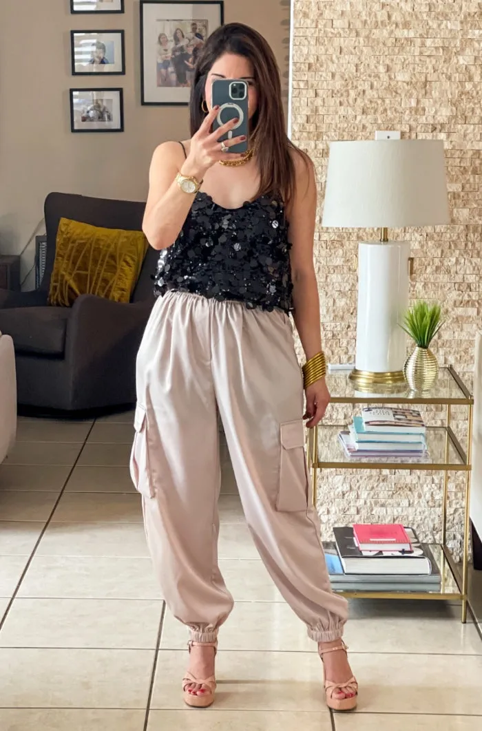 Satin Cargo Jogger Pants - TWO AVAILABLE COLORS