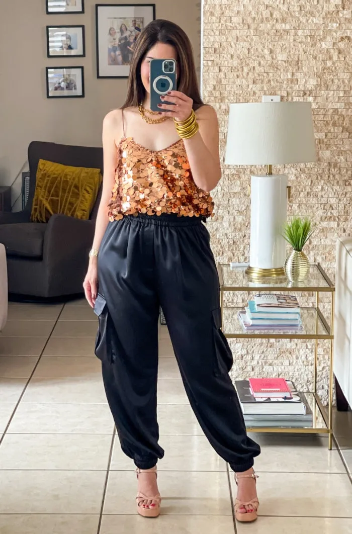 Satin Cargo Jogger Pants - TWO AVAILABLE COLORS