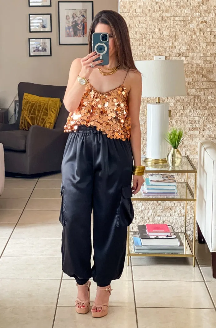 Satin Cargo Jogger Pants - TWO AVAILABLE COLORS