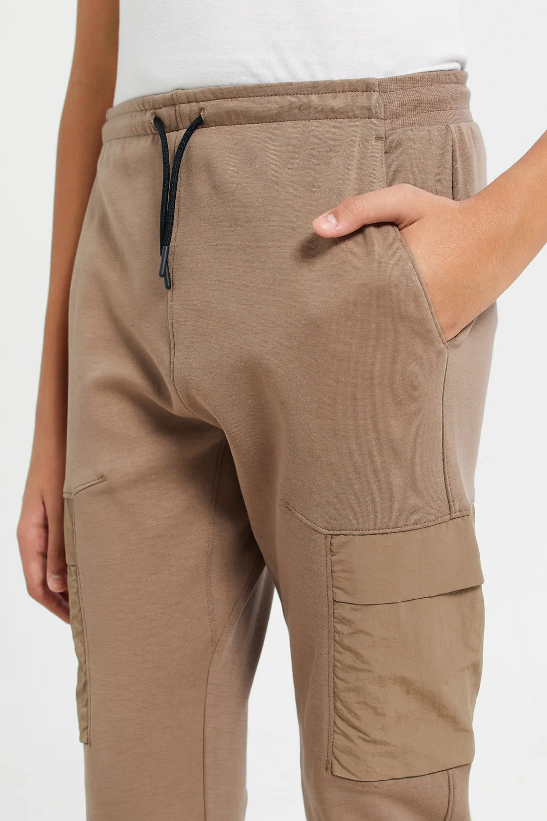 Senior Boys Brown Cargo Active Pants