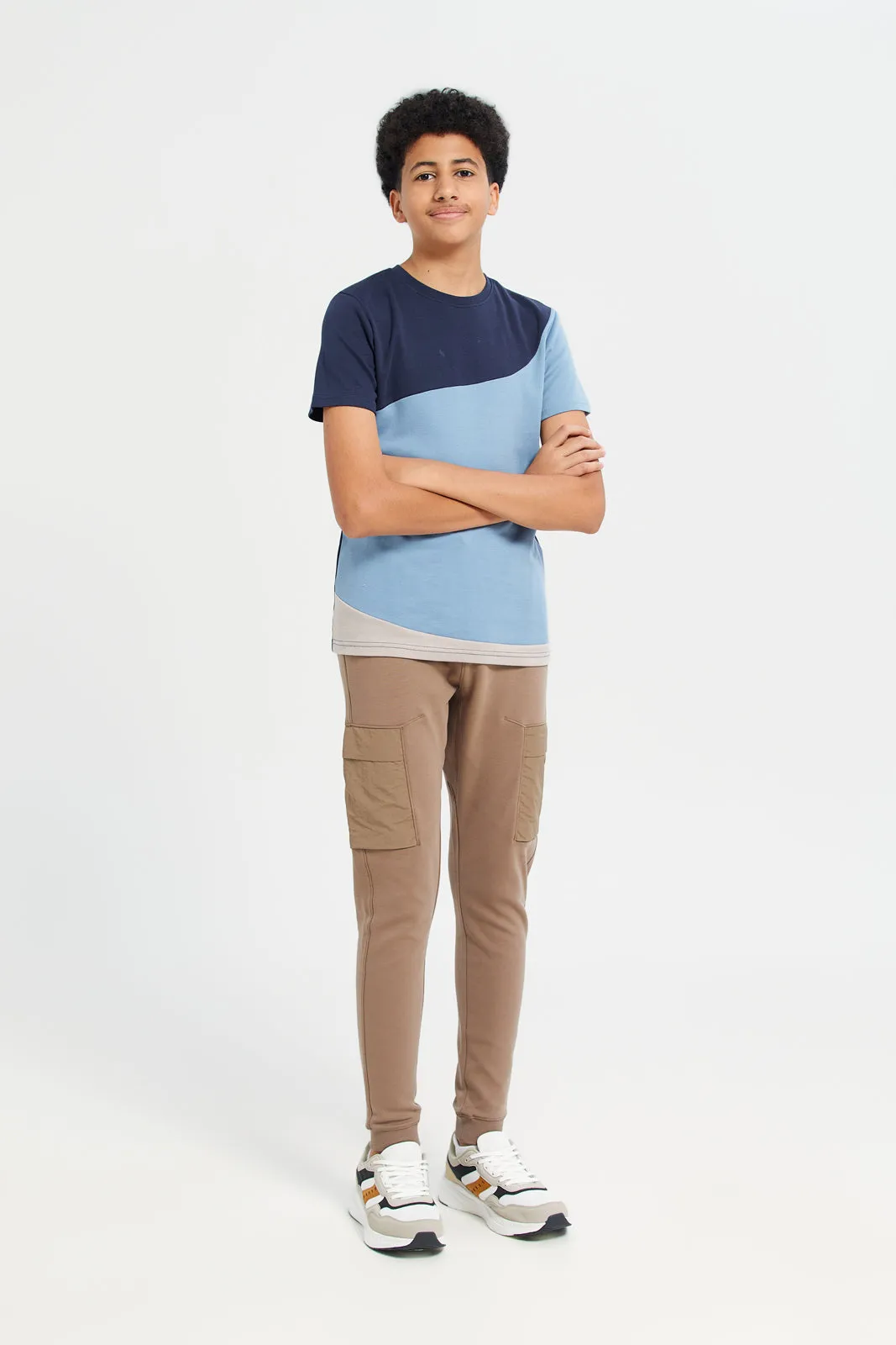 Senior Boys Brown Cargo Active Pants