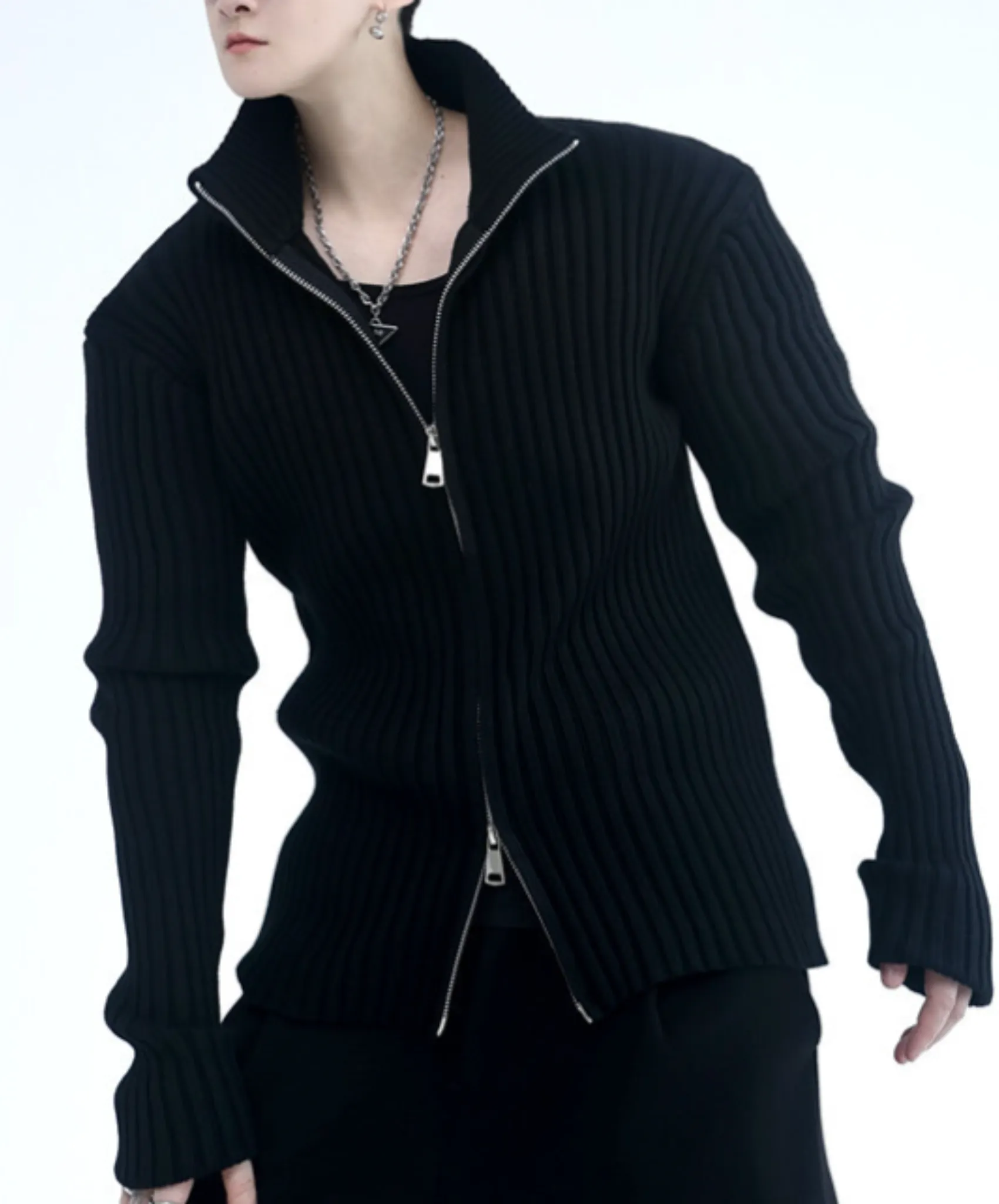 【style57】dark mode outfit set EN1854（jacket   sweater   pants set）