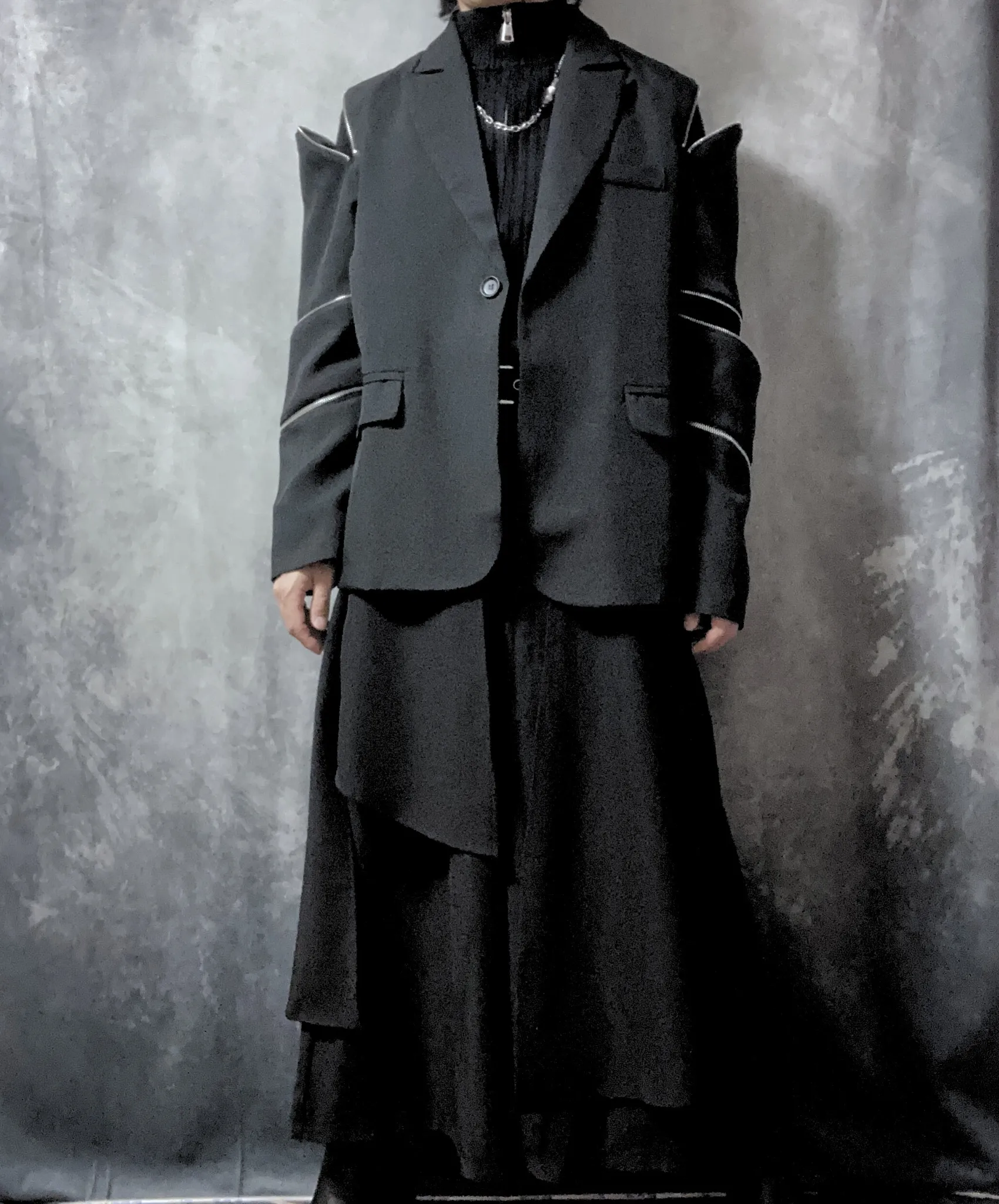 【style57】dark mode outfit set EN1854（jacket   sweater   pants set）