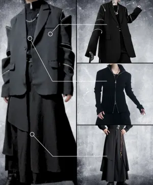 【style57】dark mode outfit set EN1854（jacket   sweater   pants set）