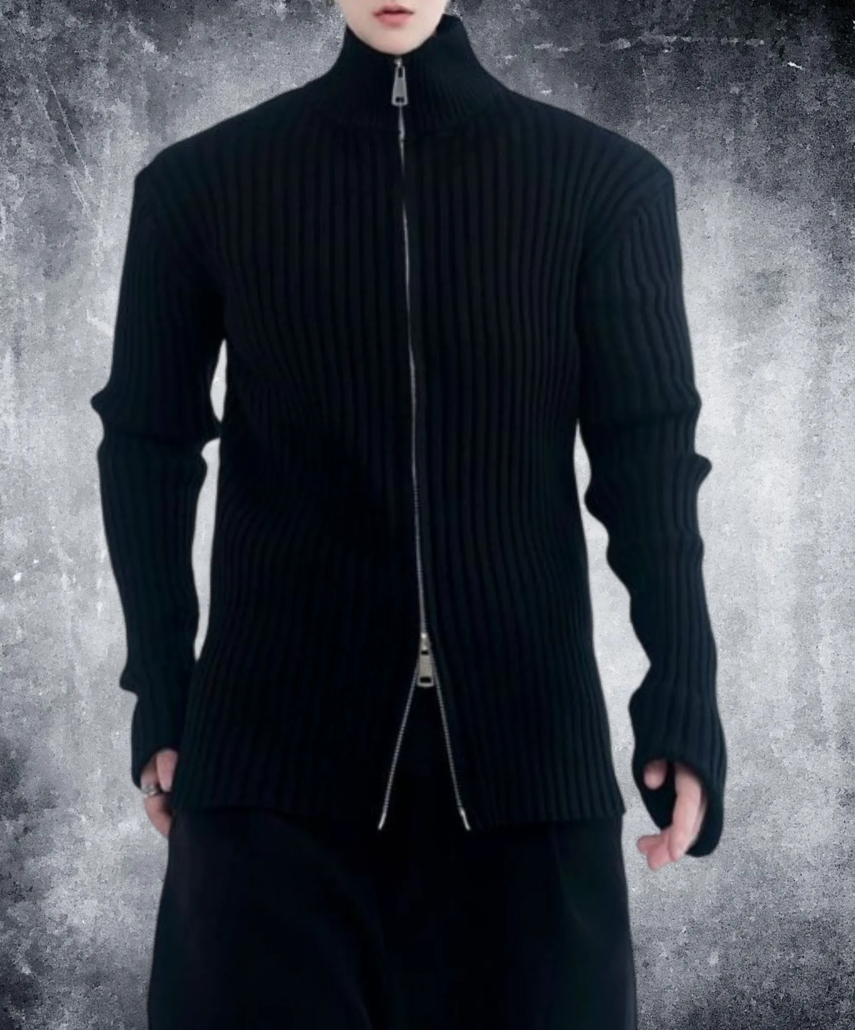 【style57】dark mode outfit set EN1854（jacket   sweater   pants set）